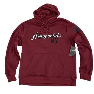 Aeropostale 1987 Men Y2K Spell Out Hoodie Sweatshirt 2XL Burgundy Streetwear NWT